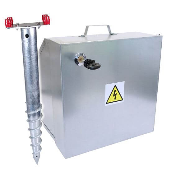 Universal Security box for brand-independent energizer and battery, Mounting post