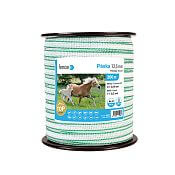 Electric fence tape 12,5 mm, white-green, 200 m, 0,5 Ω/m