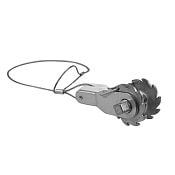 Wire tensioner with steel cable and integrated insulator for fence posts, length 80 cm